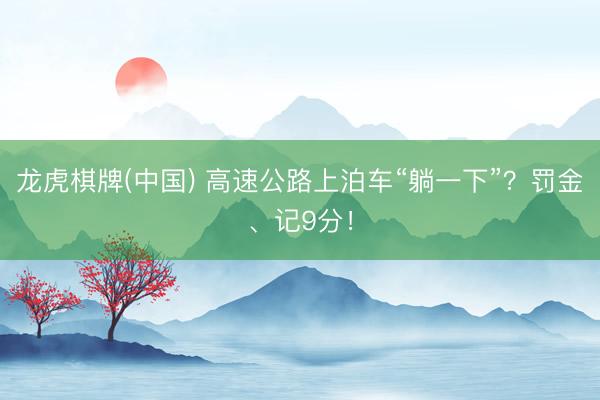 龙虎棋牌(中国) 高速公路上泊车“躺一下”？罚金、记9分！